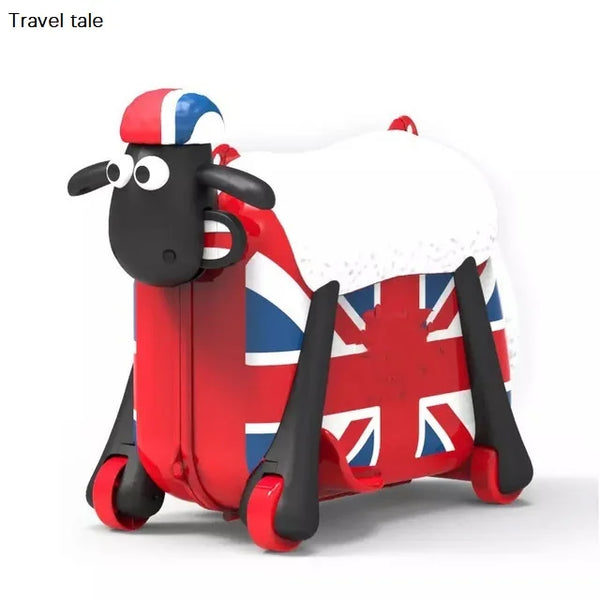 Travel tale  Kids Cute Cartoon Sheep Shape Ride-on Trolley Suitcase Wheels Solid Children Carry On Spinner Rolling Luggage