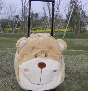 hot new arrival deer duck bear plush school bag soft stuffed school backpack Trolley school bag kids luggage for boys and girls
