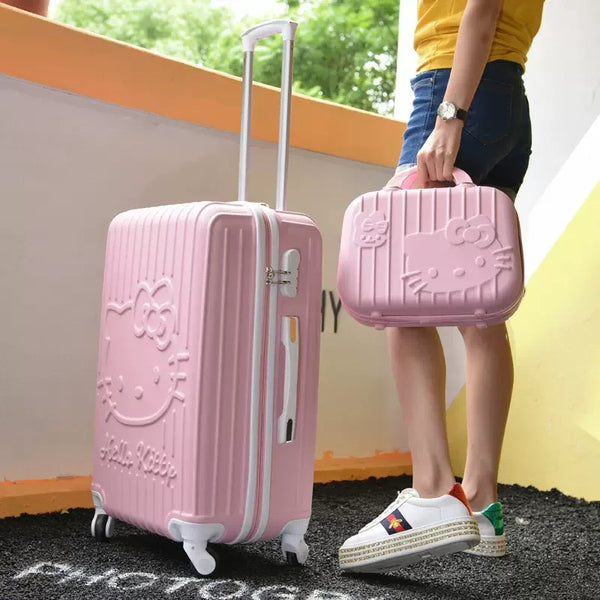 20-Inch Sanrio Hello Kitty Student Trolley Case Korean Style Suitcase Hellokitty Swivel Wheels Suitcase Pink Boarding Lockbox